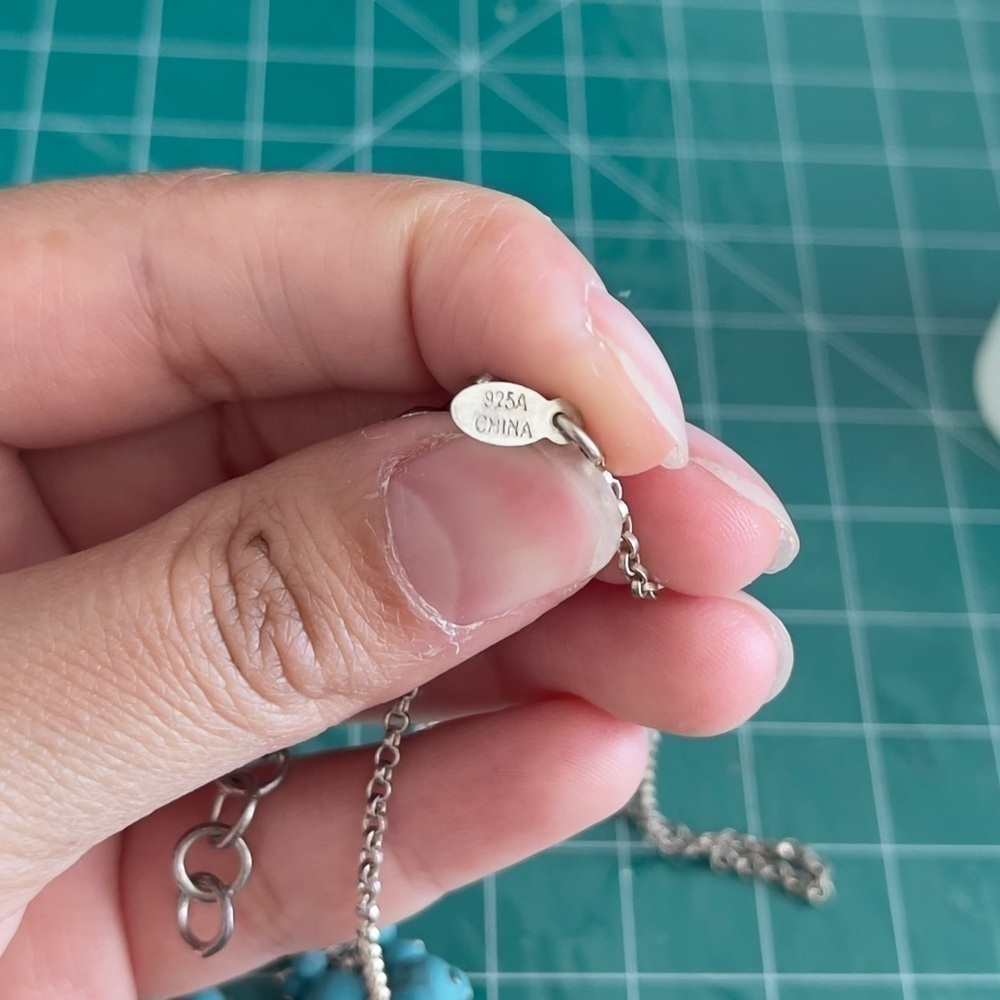 Sterling silver possible turquoise necklace - Picture 5 of 7